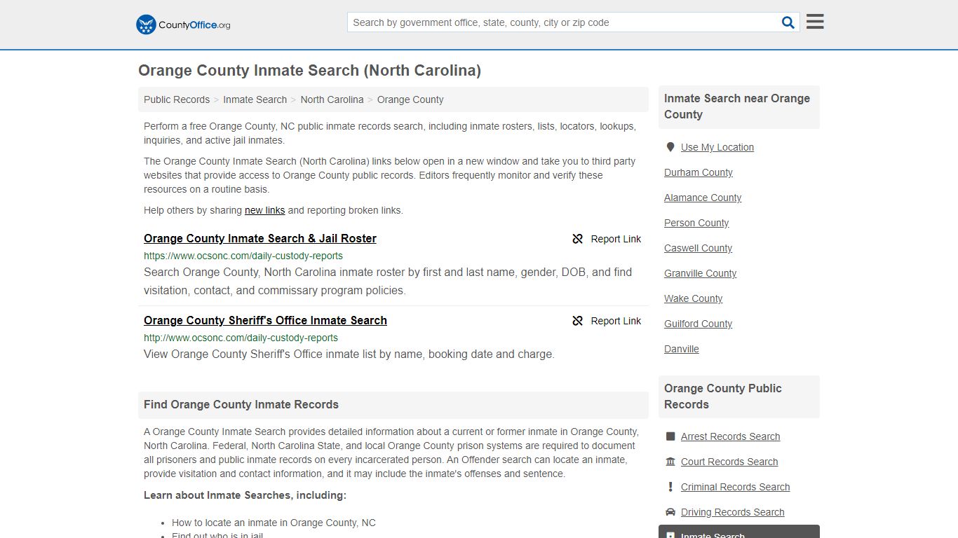 Inmate Search - Orange County, NC (Inmate Rosters & Locators)
